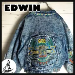 《入手困難》エドウィンサムシング☆デニムジャケット刺繍ロゴビックロゴ ビンテージ