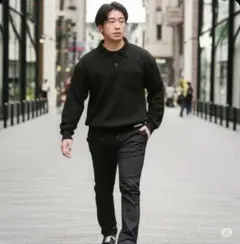 【セール品】 FASHION MIXER 黒 ポロニット セーター F