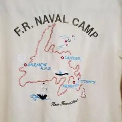 F.R. NAVAL CAMP 刺繍トップス ニュファンドランド地図 ベージュ系