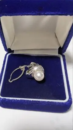 本真珠 ネクタイピン SILVER　真珠　パール　タイピン　箱付き