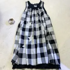Scolat スカラー　チェック柄 二重　ノースリーブワンピース