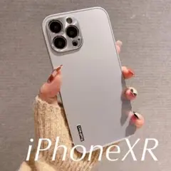 iPhoneXR ケース シルバー アルミ ハードカバー シンプル 耐衝撃 銀