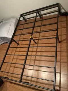 ブラックスチール製 折りたたみベッドフレーム (1.2mx2.0m)