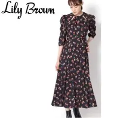 リリーブラウン　花柄カッティングワンピース　リボン　ボウタイ　定価12700＋税