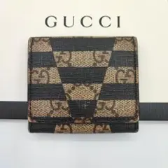 美品✨GUCCI カレイド GGスプリーム コインケース GG柄 ロゴ 茶×黒