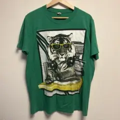 トラ　プリント 緑色 Tシャツ　アニマル　半袖　USA