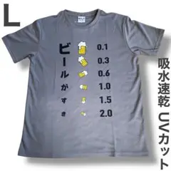 新品未使用　おもしろTシャツ　ビール　パロディ　L グレー　大きいサイズ　ポリ