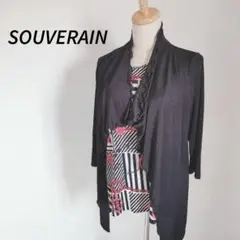 SOUVERAIN ブラック カーディガン 長袖　涼しい　軽い　重ね着風