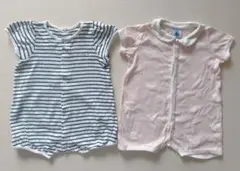 プチバトー　半袖ロンパース2枚セット　3m/60cm