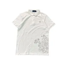 7SM3 【FRED PERRY】花柄銀刺繍　ロゴ刺繍ポロシャツ　古着
