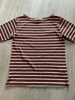 Lughnachure ブラウンストライプ五分袖Tシャツ