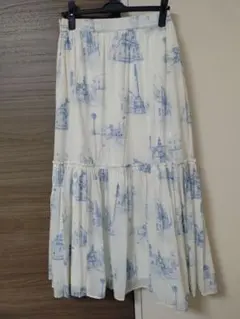 Maglie le 風景プリント フレアスカート 9号　日本製