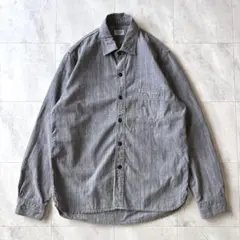 【希少】At Last&co ブラックシャンブレーコットンシャツ マチツキ 15