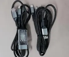 新品 100W 充電ケーブル 3in1タイプC-ブラック--2组