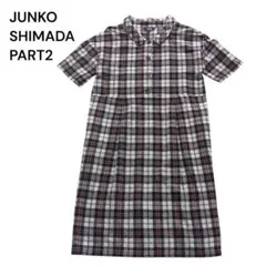 PART2 チェック柄 半袖ワンピース 11 綿、麻