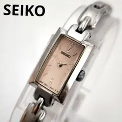【美品 稼働】セイコー 腕時計 ドレス スクエア ピンク 電池新品