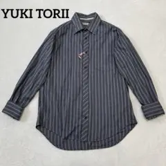 美品✨ユキトリイ ストライプ 長袖シャツ ビジネス コットン100% Lサイズ