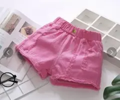ダメージデニムショーパン　ピンク　120