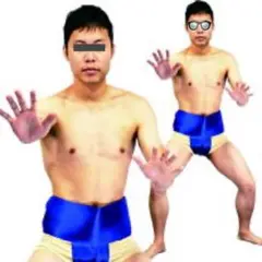 相撲 まわし 青　フリーサイズ
