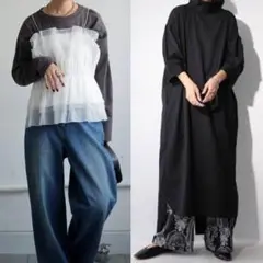 antiqua アンティカ バックデザイン ワンピース ビスチェ セット 黒