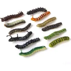 12ペア 虫セット 虫の形 プラスチックワーム マルチカラー飾り 面白い小道具