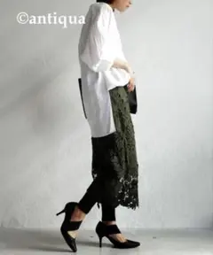 アンティカ　antiqua 花柄コットンレーススカート　美品