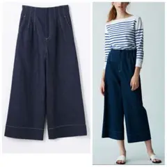☆MACPHEE ブラッシュデニム クロップドワイドパンツ 36