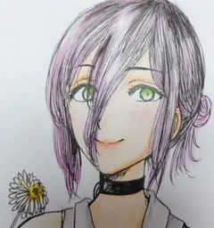 チェンソーマン レゼ ファンアート手描きアナログイラスト絵原画ポストカード