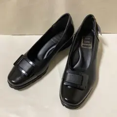 未使用【フットライフヤマモト】コンフォート　バックル付きパンプス　黒　24.5