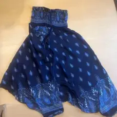 【新品】サルエルパンツ　タイパンツ　アジアンパンツ　青　フリーサイズ