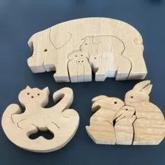 知育玩具　木製動物パズルセット3種
