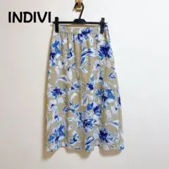 美品 INDIVI アートタッチフラワースカート