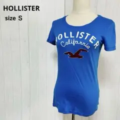 ホリスター　HOLLISTER　半袖 Tシャツ　 S　ロゴプリント　青　a414