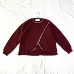 【エクラン】ニット 前開き クルーネック ドロップショルダー カジュアル F