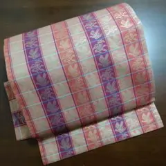 【保管品美品】　西陣織　袋名古屋　格子割鳳凰柄