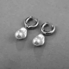 パール シルバー 韓国 ピアス バロックパール