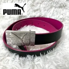 【極美品】PUMA バックル ゴルフベルト ブラック＆ピンク 合成皮革　男女兼用
