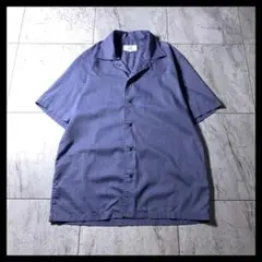 CK Calvin Klein リネン混 オープンカラーシャツ 半袖 ブルー M