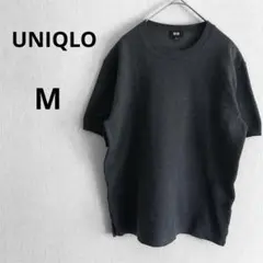 UNIQLO メンズ M ウォッシャブルクルーネック セーター 半袖 チャコール