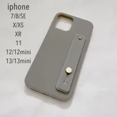 iphone12 新品 バンド付ケース 落下防止 ⑧グレー