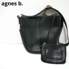 agnès b. NS20-01 olive レザーショルダーバッグ ブラック