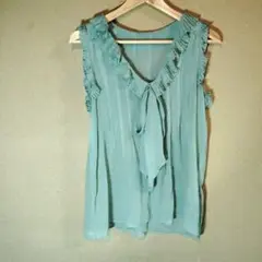 MARC BY MARC JACOBS ノースリーブシャツ 青緑 絹100%
