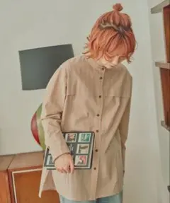 unclip アンクリップ　スタンドカラーデザインシャツ　ノーカラー