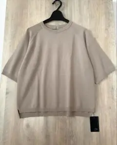 新品　ヤマダヤAga バックファスナー半袖ニット　ラグラン　ベージュ