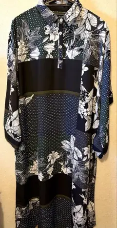 アンティカ　レトロ配色シャツワンピース　美品