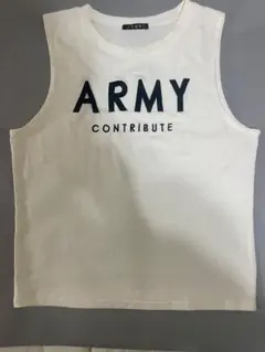 ホワイト ノースリーブ Tシャツ ARMY