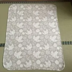 フリースブランケット膝掛け鳥とバラ模様 グレー 約118cm x 90cm