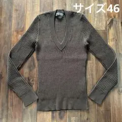 DOLCE & GABBANA Vネック　リブ　ニット　セーター　46 ウール
