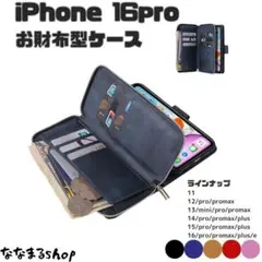iPhone 16 Pro　手帳型スマホケース　ネイビーブルー　財布　小銭入れ