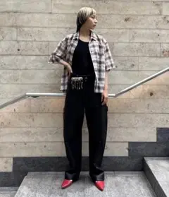 ＜6(ROKU)＞チェックシャツ　ショートスリーブ シャツ